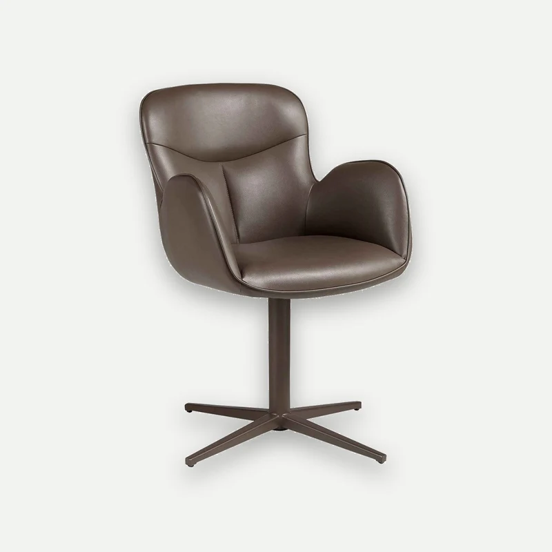 Chocolate brown faux leather swivel chair