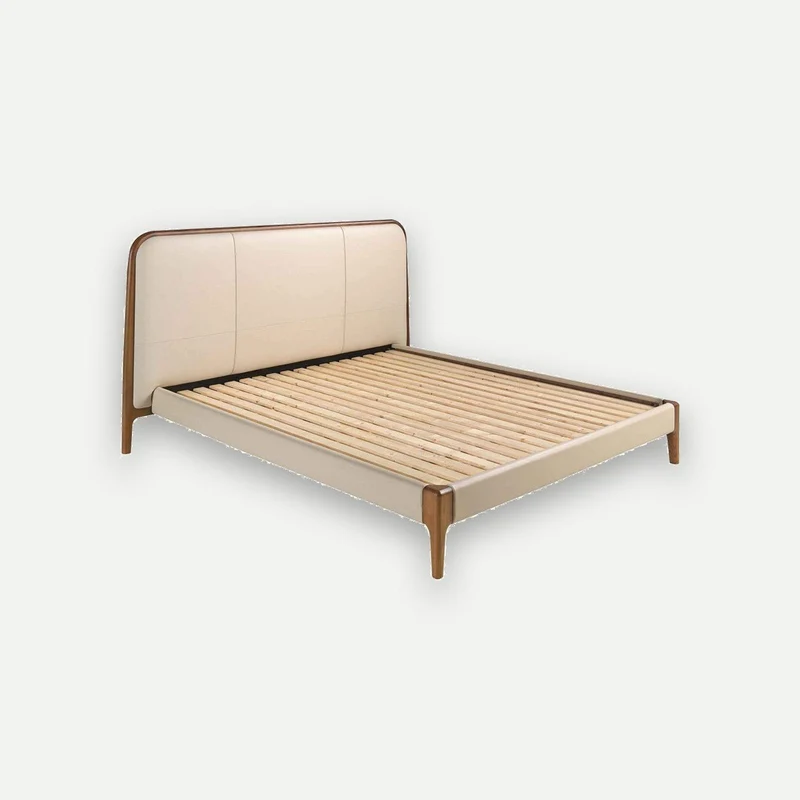 Cream-colored leatherette bed