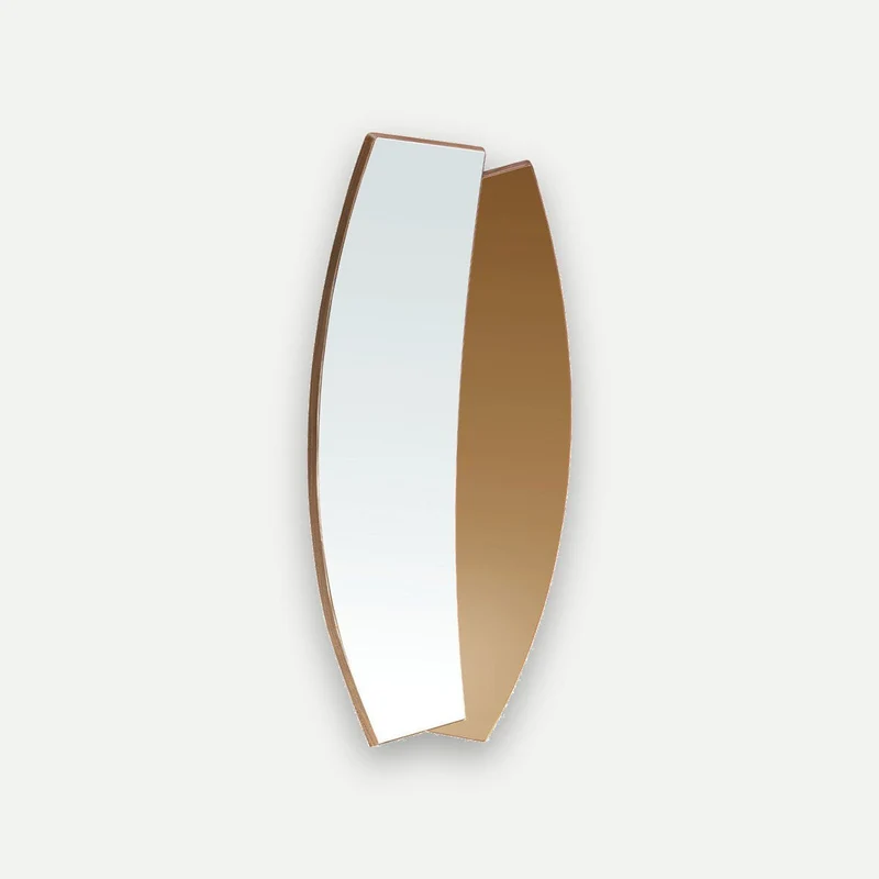Organic shaped walnut wall mirror