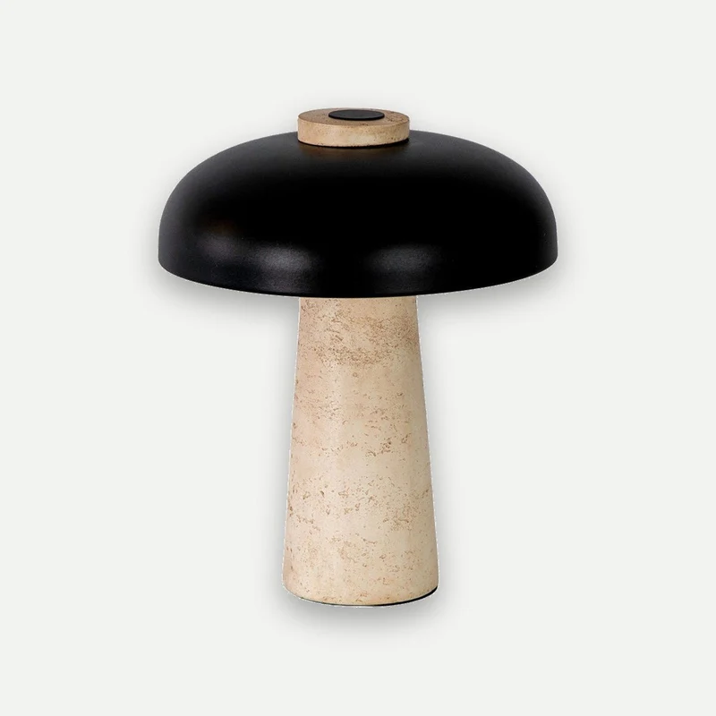 Black steel and porcelain marble table lamp