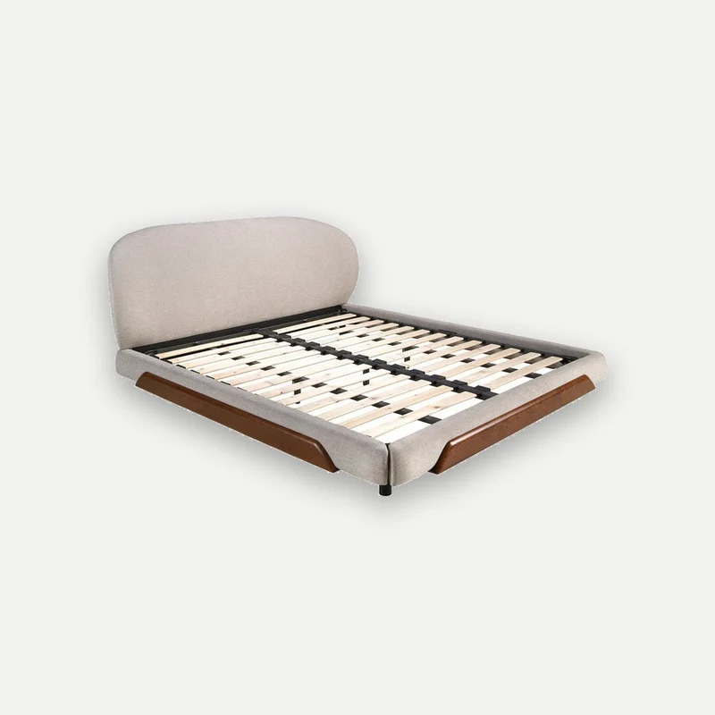 Light grey fabric bed