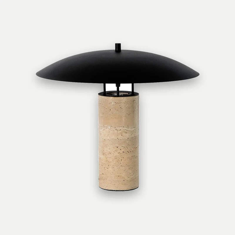 Black steel and porcelain marble table lamp