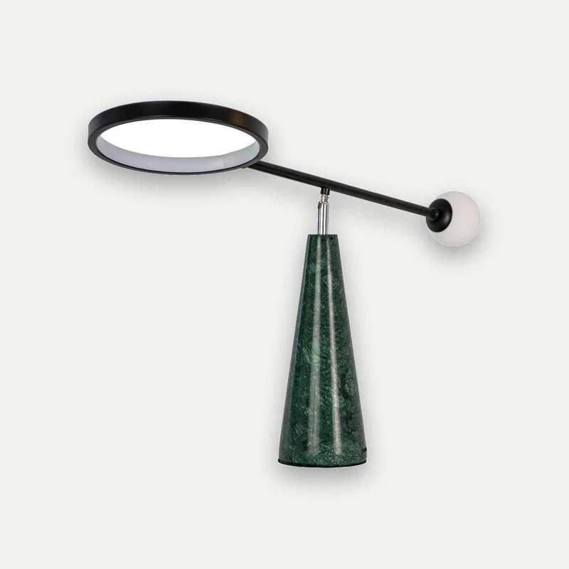 Black steel and porcelain marble table lamp