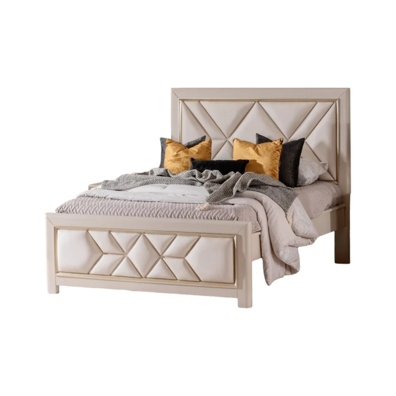 Combo Cama King Marriot Greige, Champaña + Colchon Lexus Pillow Top