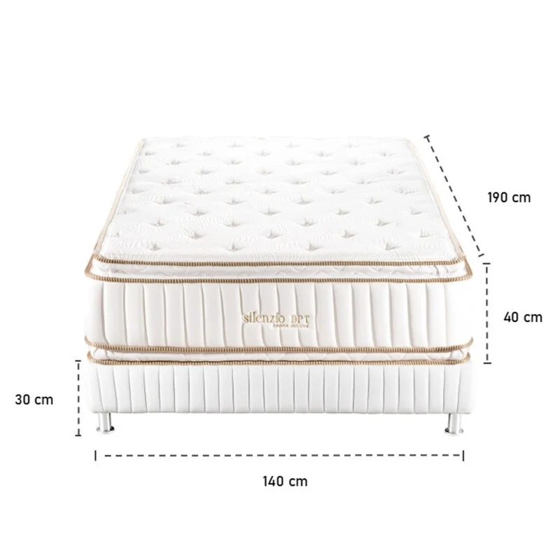 Combo Colchón Doble Silenzio Deluxe Doble Pillow Top + Somier + Almohada (Garantía 25 Años)