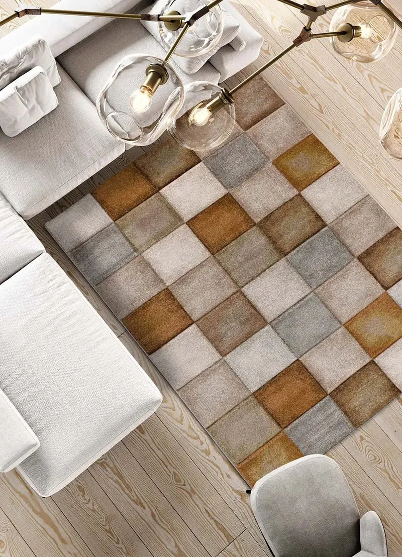 Lena 22605 geometric style rug in rust
