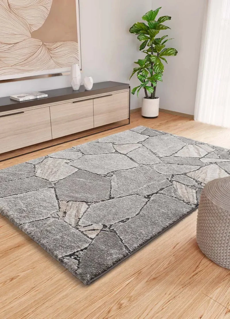 Kivet 9055 rug in modern shaggy style, grey