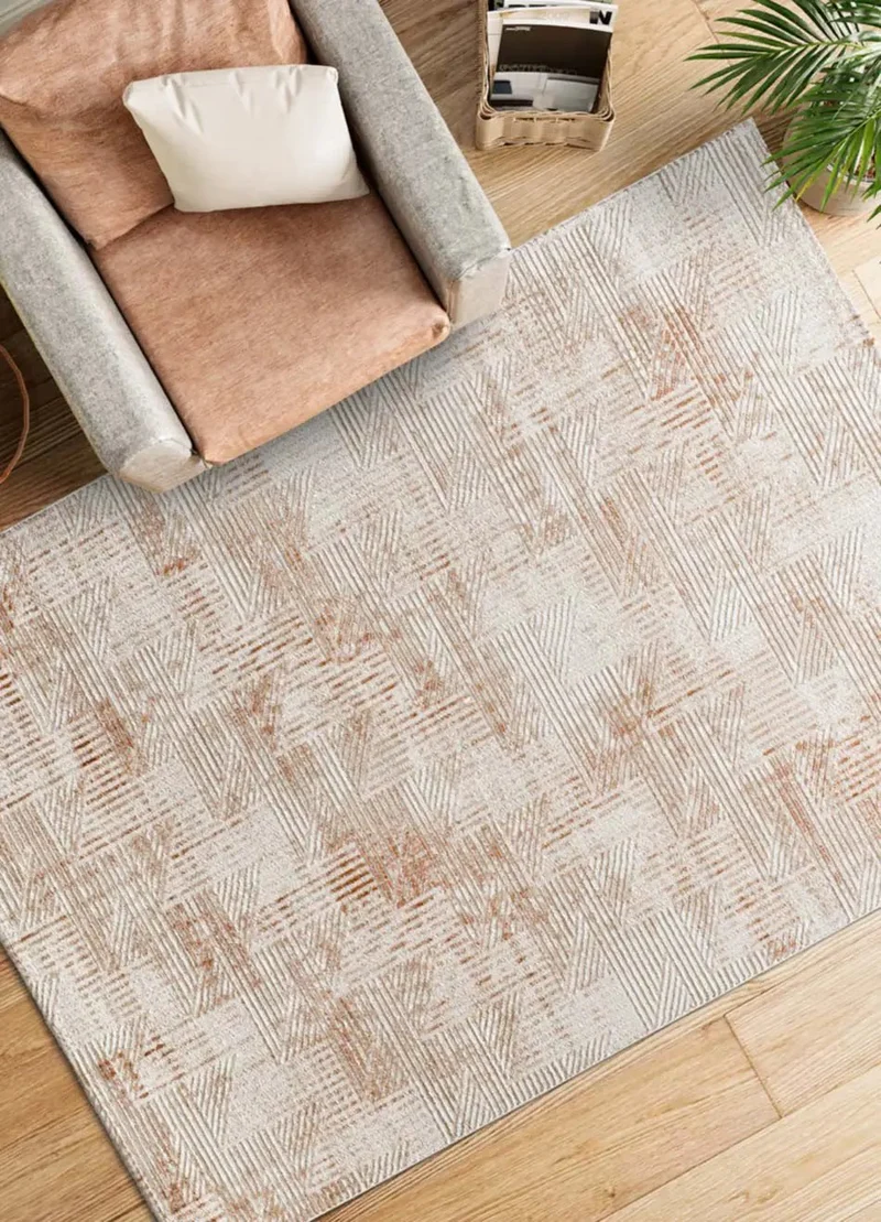 Keops 4448 geometric style rug in rust