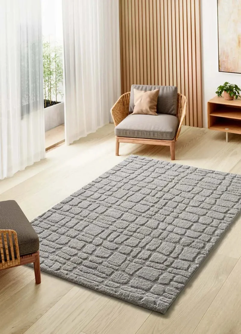 Juno 13 Scandinavian style rug with relief in grey