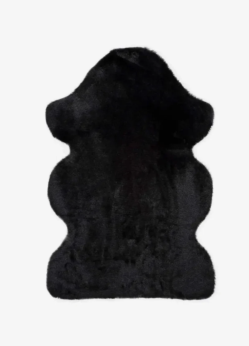 Fox plain shaggy rug in black