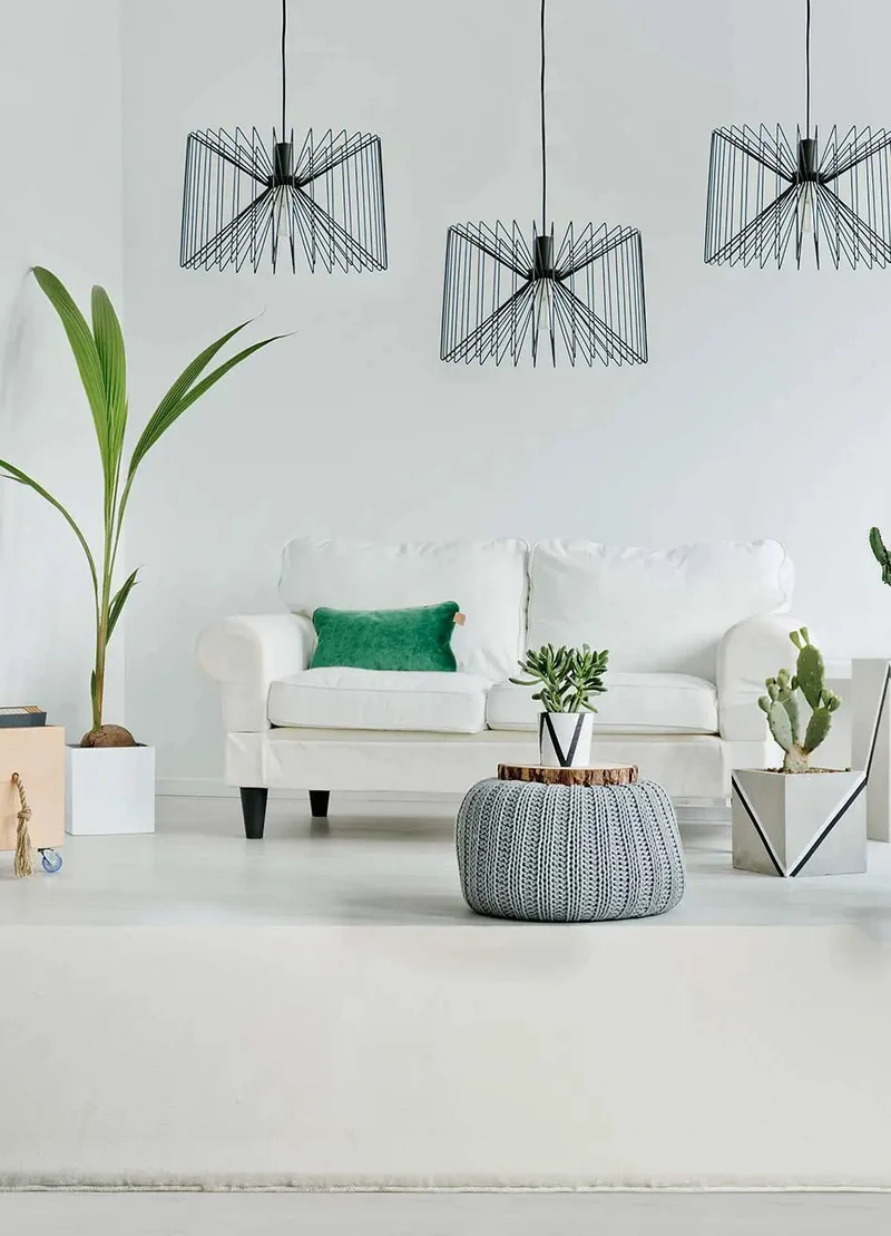 Fox plain shaggy style rug in white