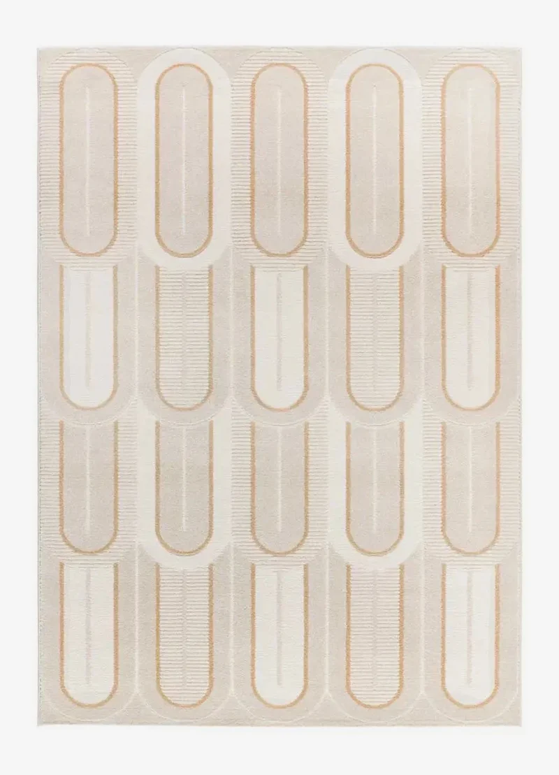 Geometric style Flora rug 12968 with embossed white design