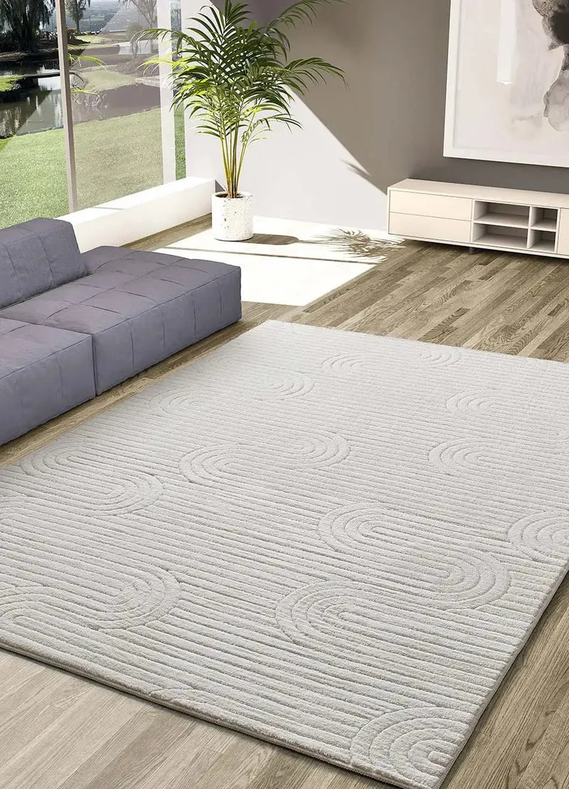 23062 Cream geometric style rug with embossing