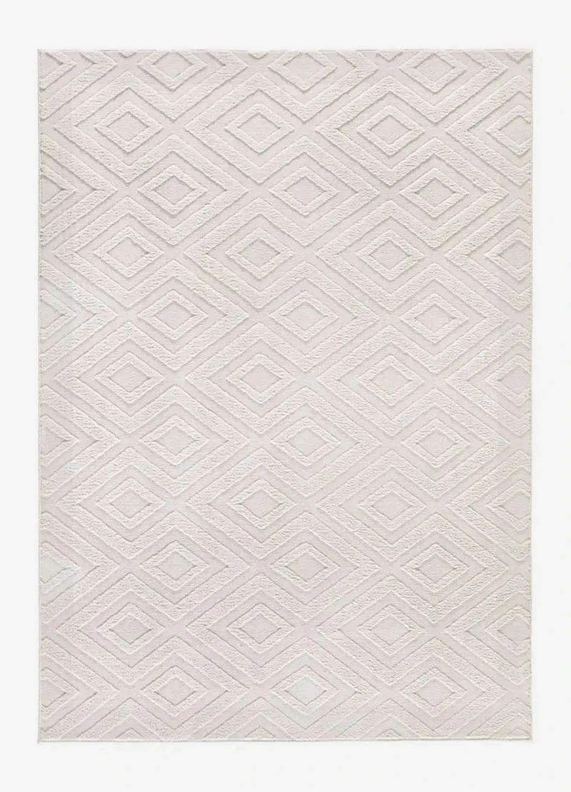 23061 Cream embossed geometric rug
