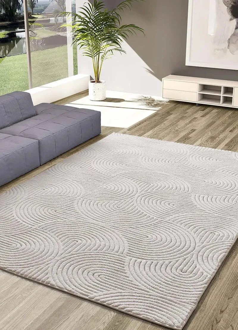 23040 Style geometric relief rug in cream