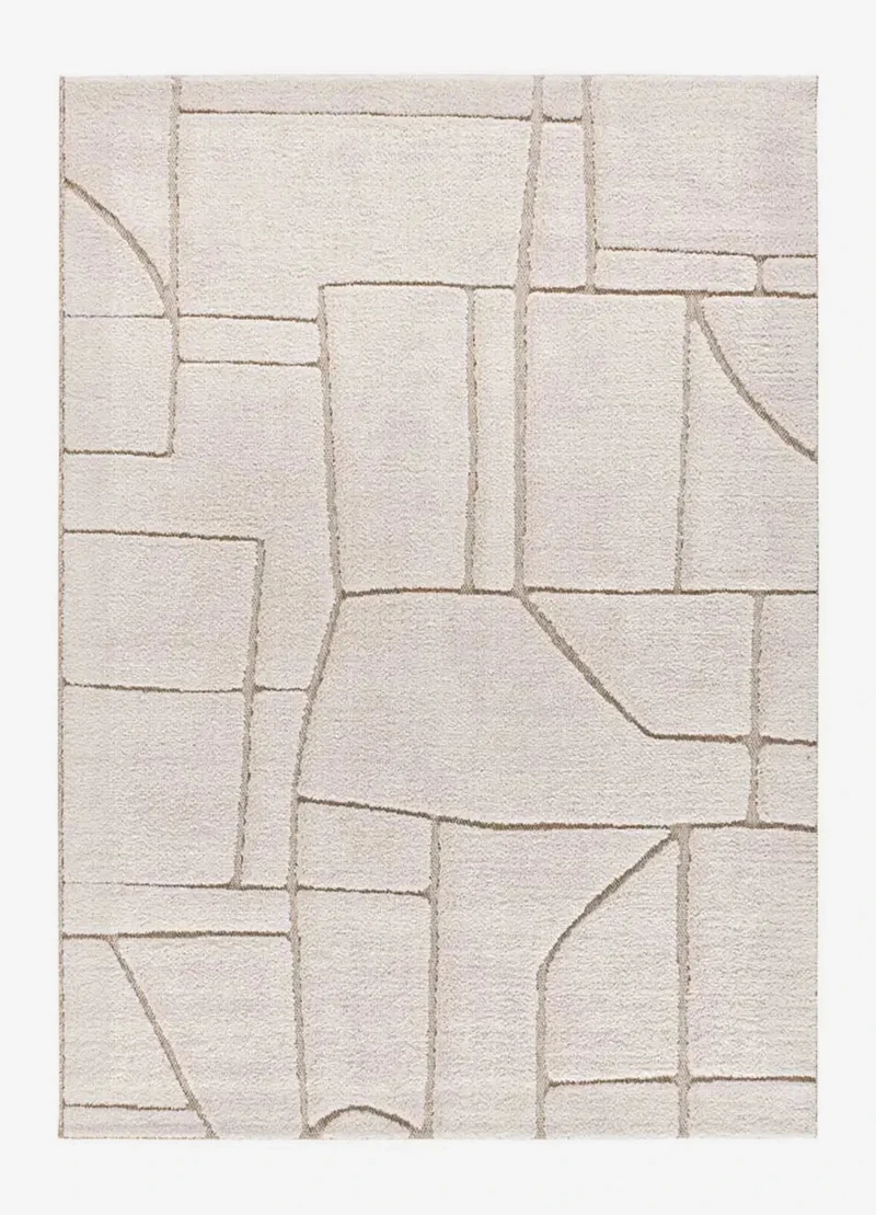 Diena 40406 Scandinavian style rug with embossed pattern in white