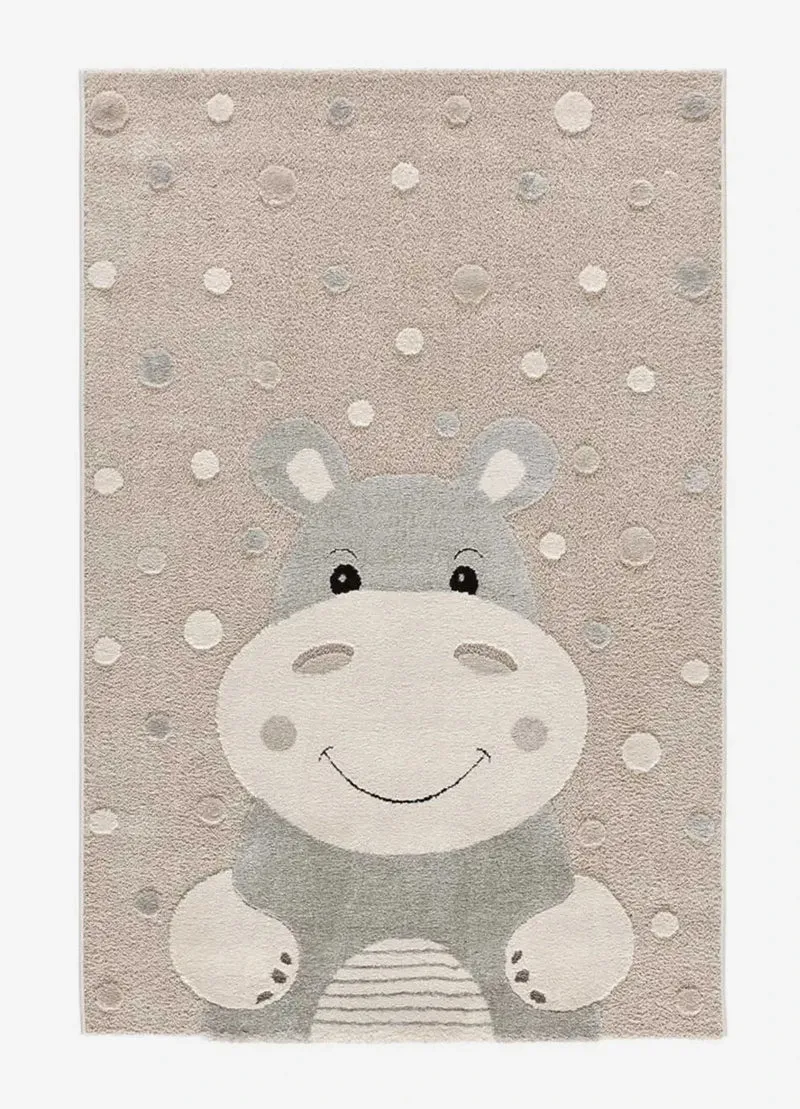 Clown kids' rug 2345 with hippopotamus in stone