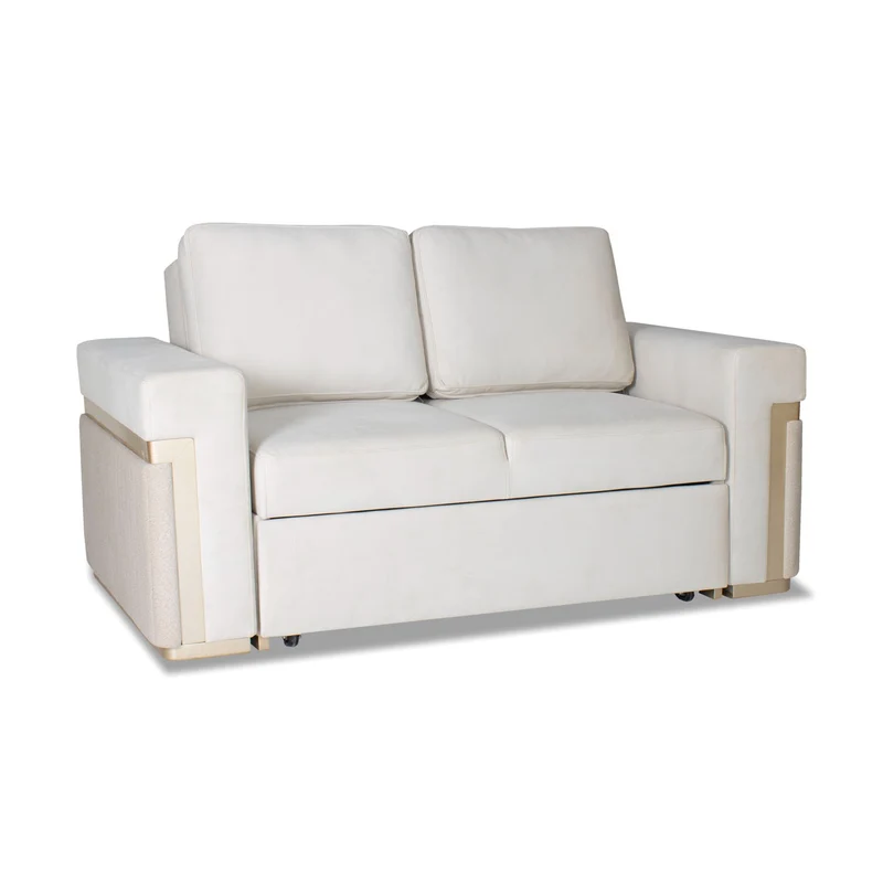 Sofá Cama Dante Velvet Siena Marfil, Champaña 167 Cm Brazo Desmontable