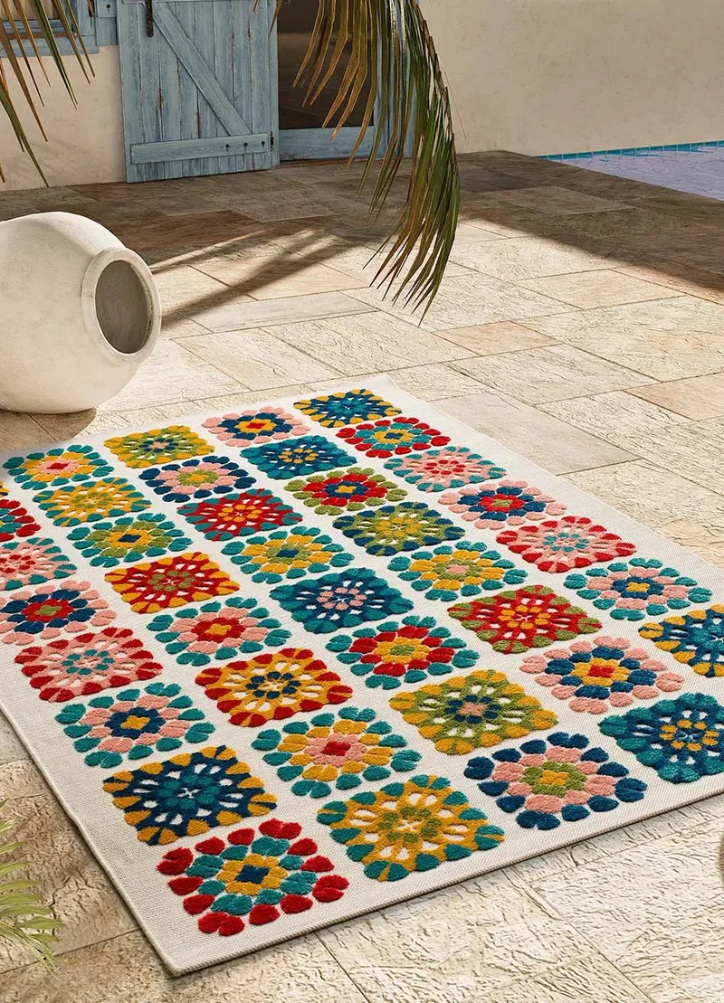 Mila 23528 rug in geometric style, embossed, multicolour