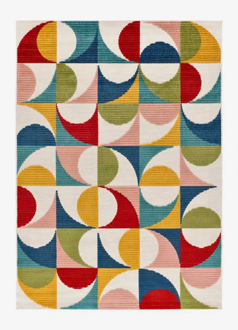 Mila 23524 geometric-style multicolor relief rug