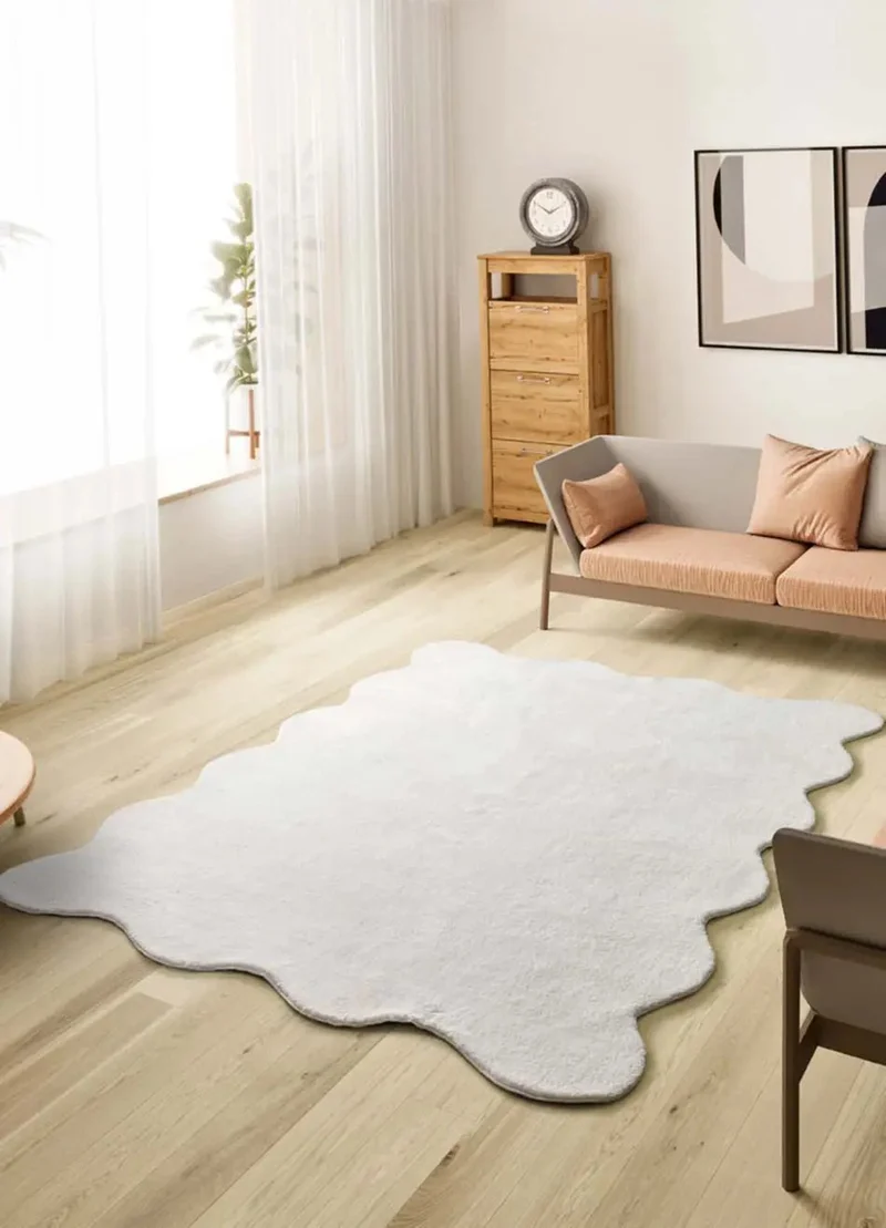 Plain Mellow rug in minimalist style, white
