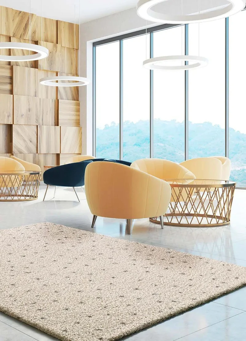Lush Dottie modern shaggy style rug in black