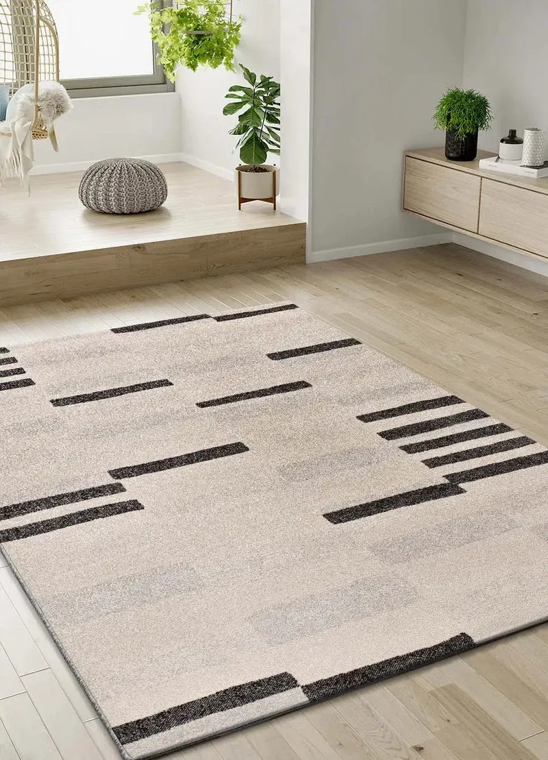 Lessia mosaic rug in geometric style and silver color