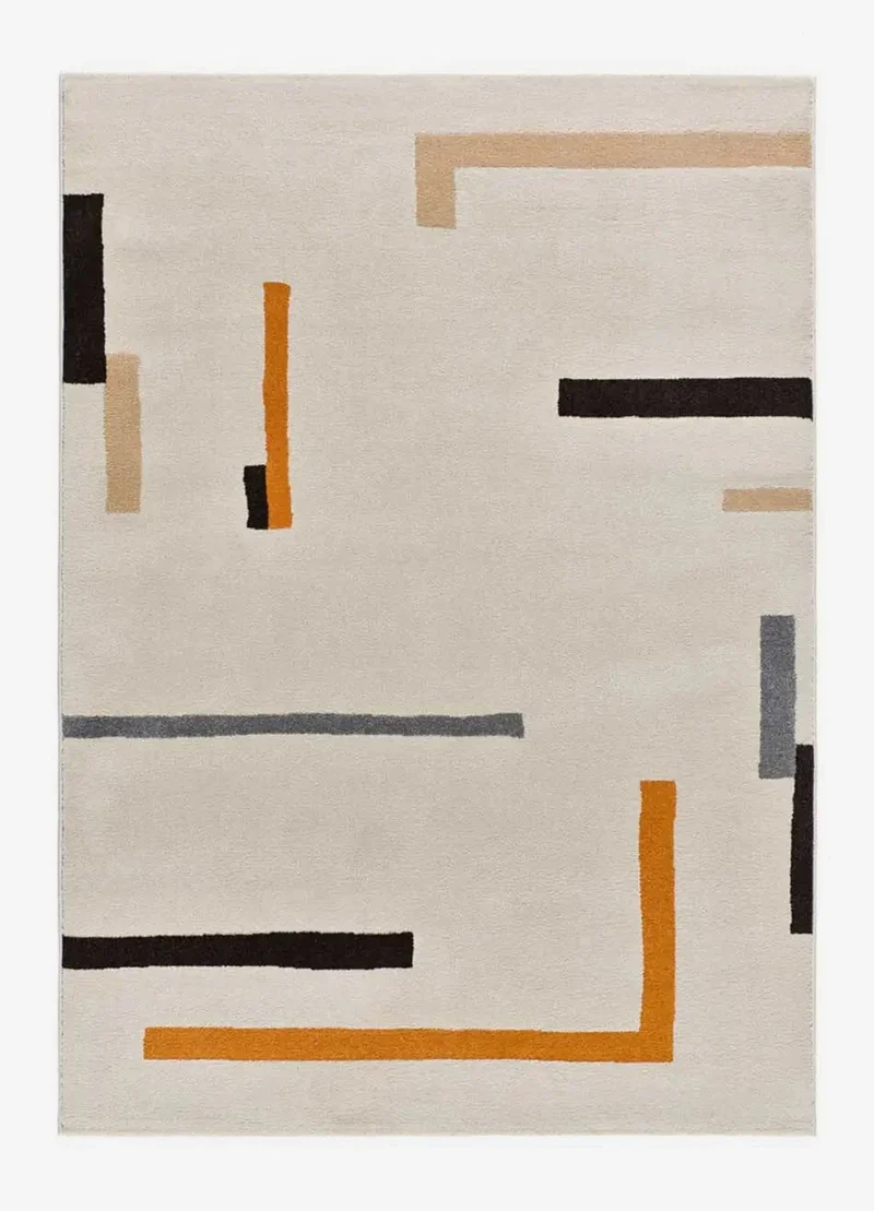 Lessia rug, geometric style line in orange