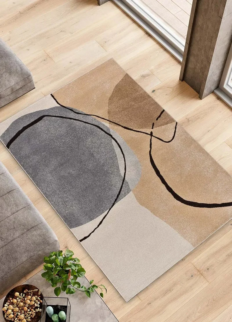 Lessia abstract rug in beige
