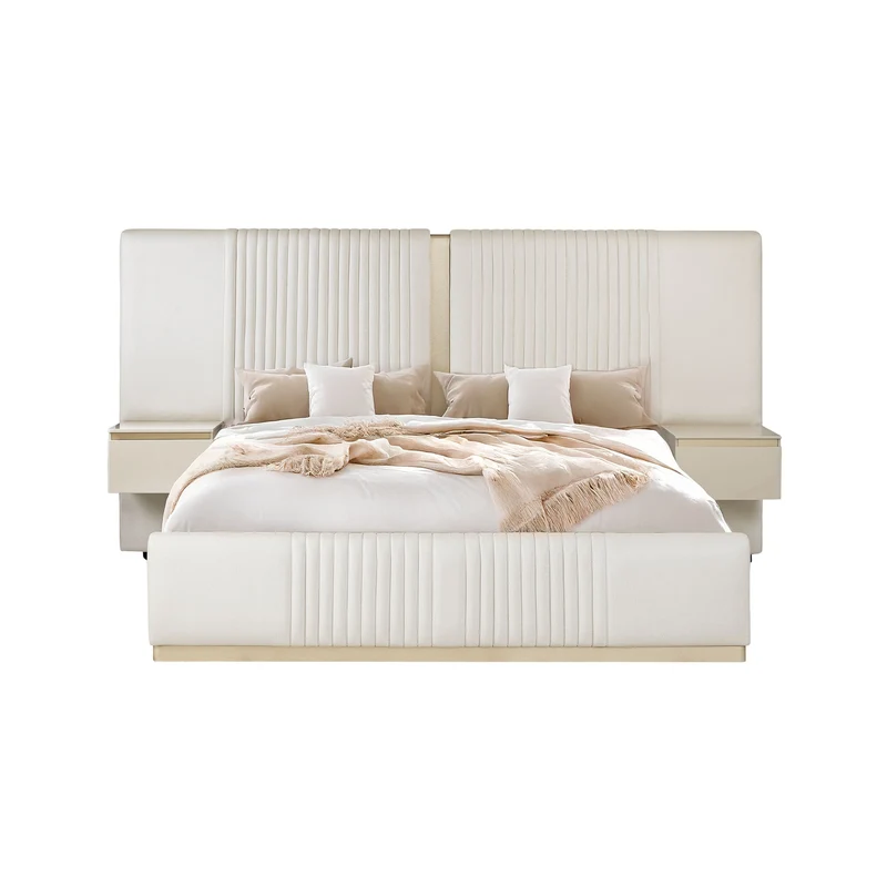 Combo Cama King Celestia Eurolino Perla, Champaña + Colchón King Infinit Pillow Top