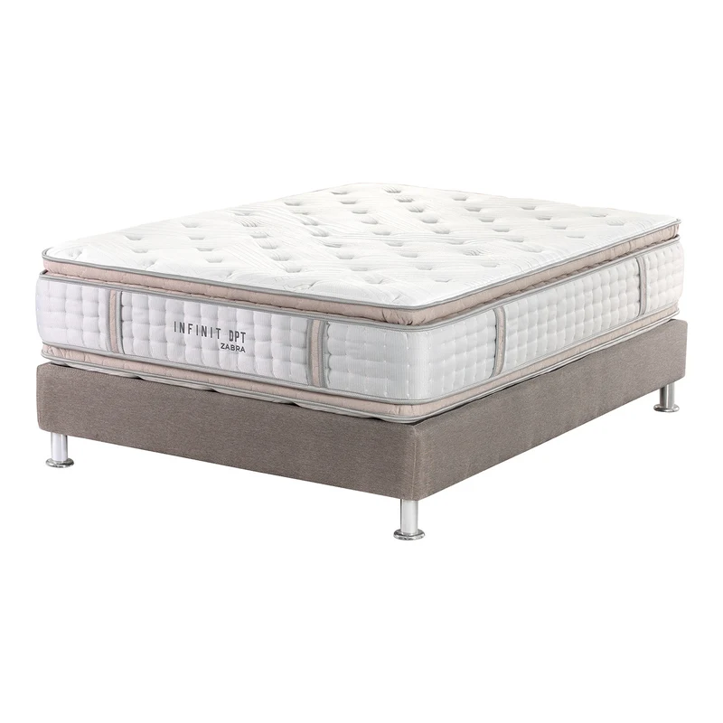 Combo Cama King Celestia Eurolino Perla, Champaña + Colchón King Infinit Pillow Top