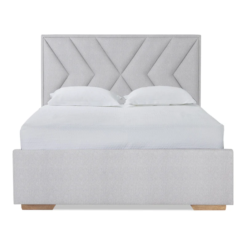 Combo Cama Doble Vallarta Eurolino Gris, Natural + Colchon Lexus Deluxe Pt + Nochero Broadway Natural Off White