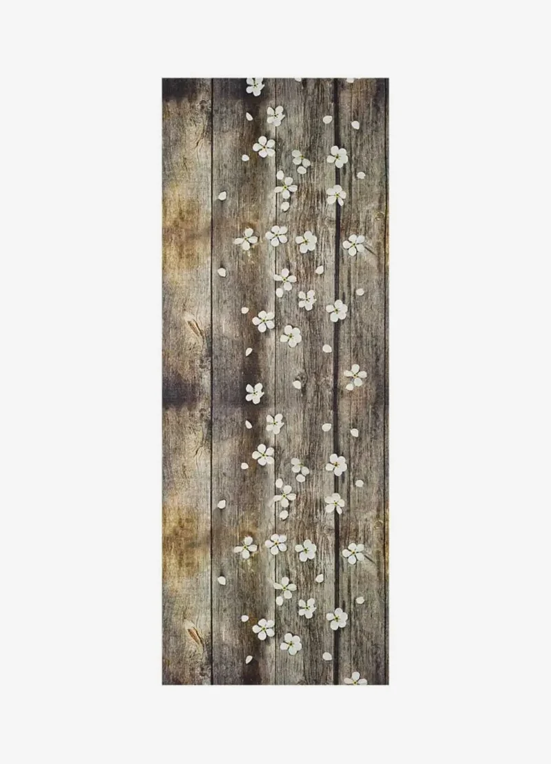 Sprinty Spring kitchen rug with floral print, brown