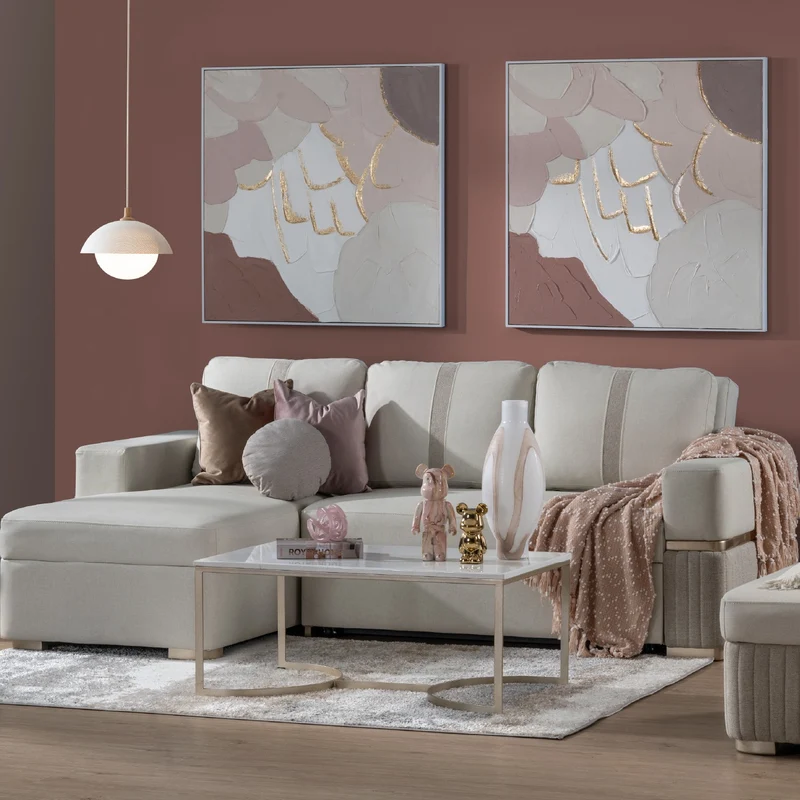 Sala Cama Dior Eurolino Blanco, Champaña Lado Izq Brazo Desmontable