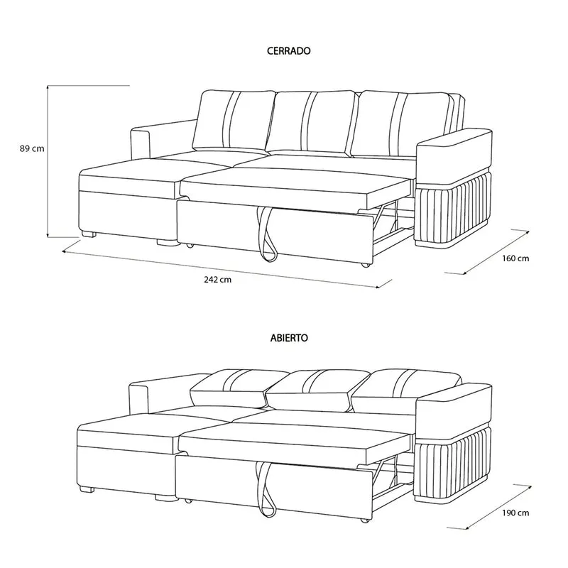 Sala Cama Dior Eurolino Blanco, Champaña Lado Izq Brazo Desmontable