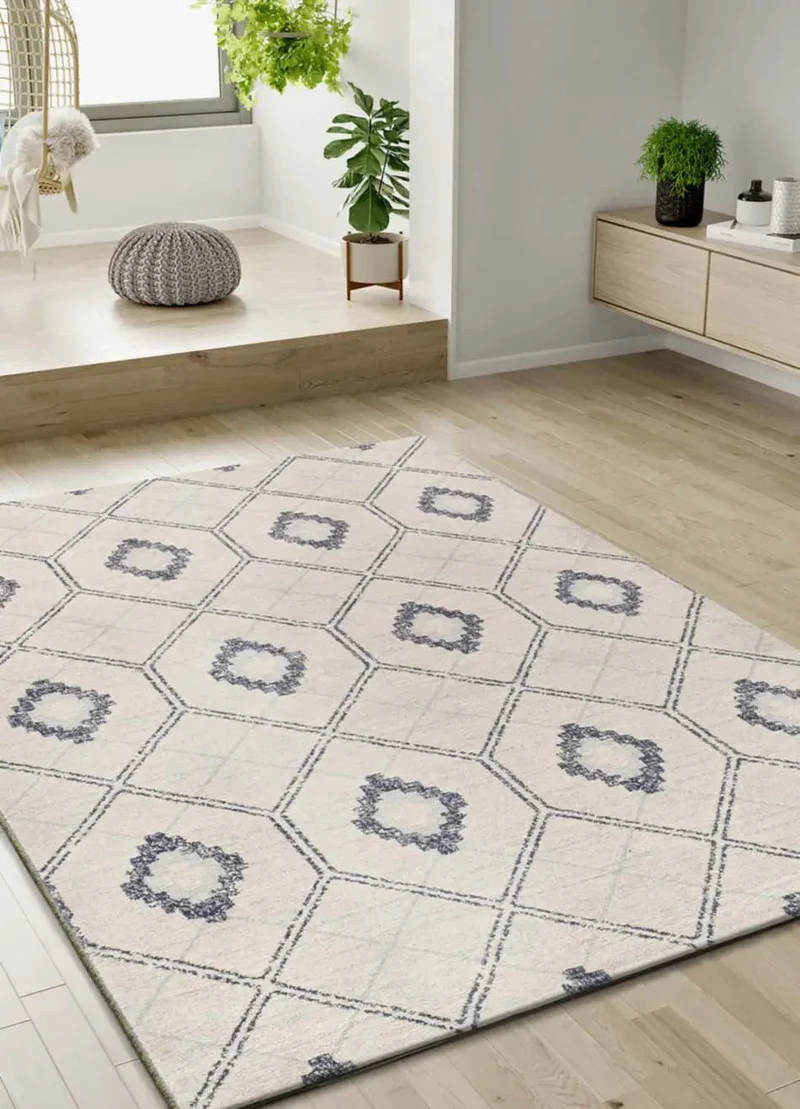 Siroco 16806 rug in geometric style, blue and white