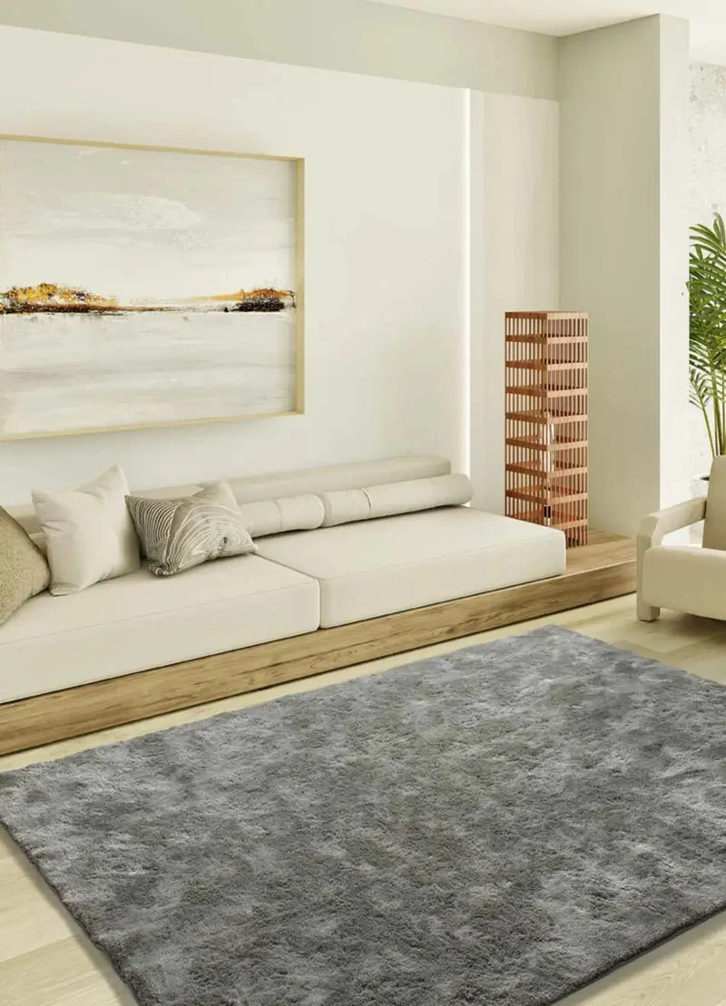 Roma plain rug in shaggy style, anthracite