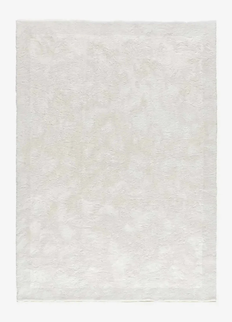Roma plain rug in shaggy style, white