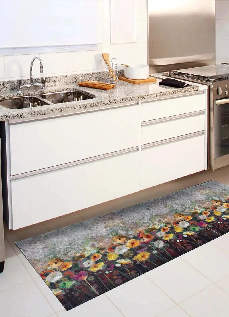 Ricci Ofelia kitchen rug with floral print, multicolour