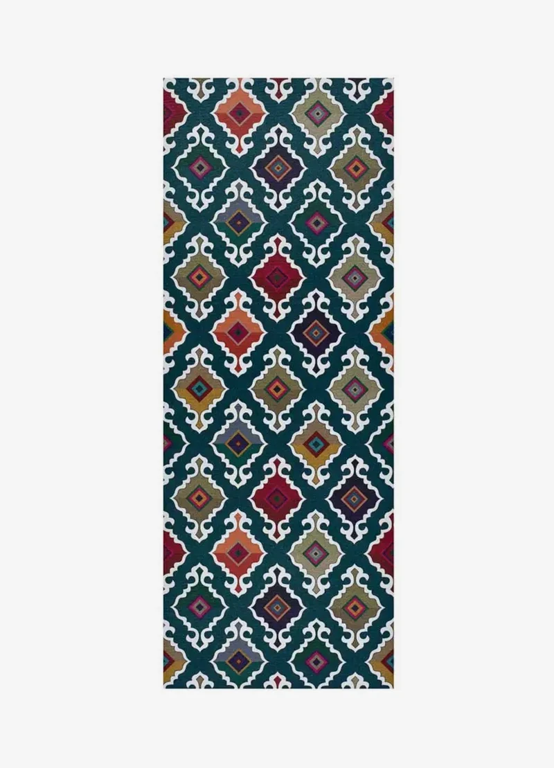 Ricci Indonesia kitchen rug with ethnic print, green