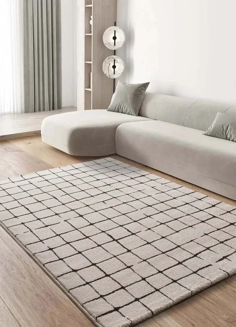Retro 12898 rug in abstract style, white