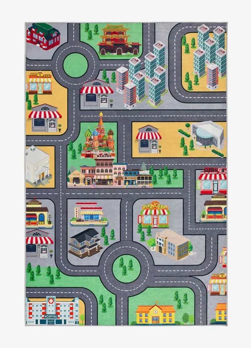 Candy 22005 kids' rug with cars and roads in multicolor