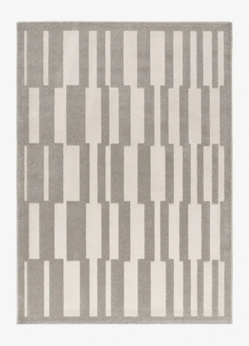 Baresa 12940 rug in geometric style, embossed, grey and white