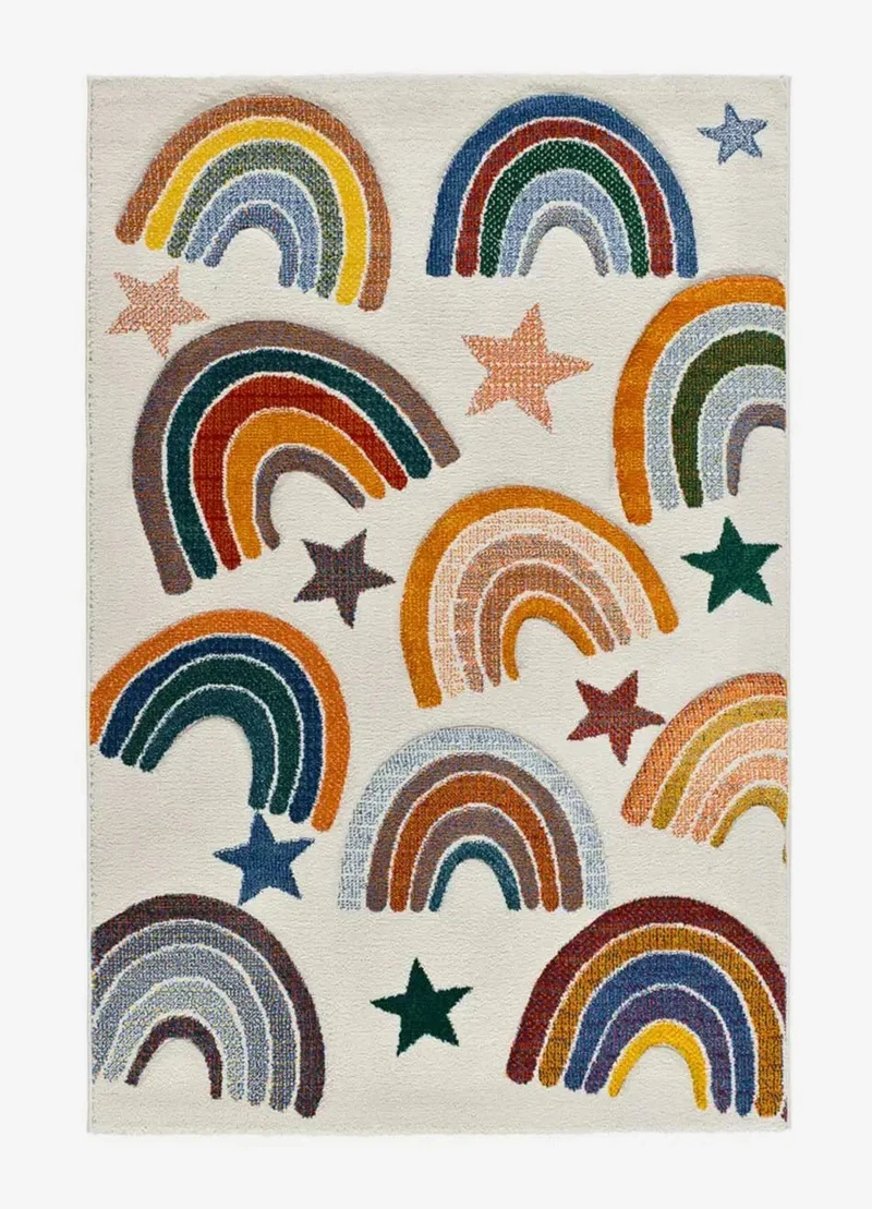 Children's Balloon rug 40364 with rainbow in multicolor