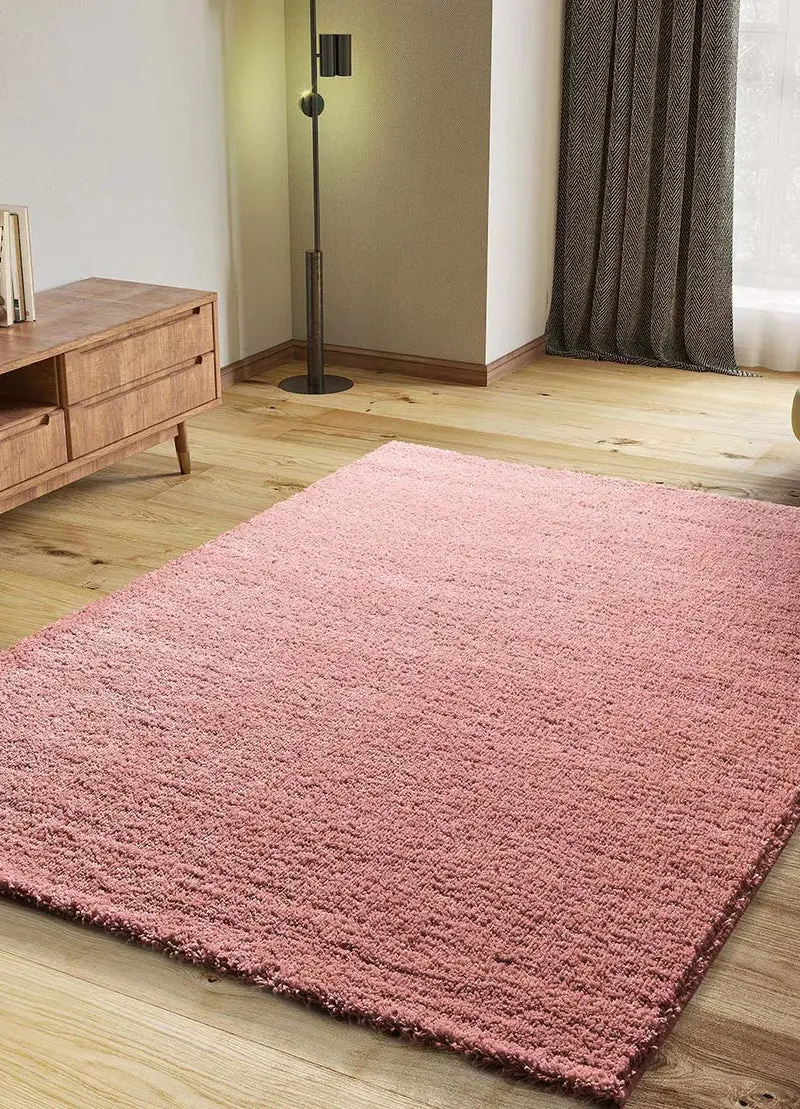 Atlas plain shaggy style rug in pink
