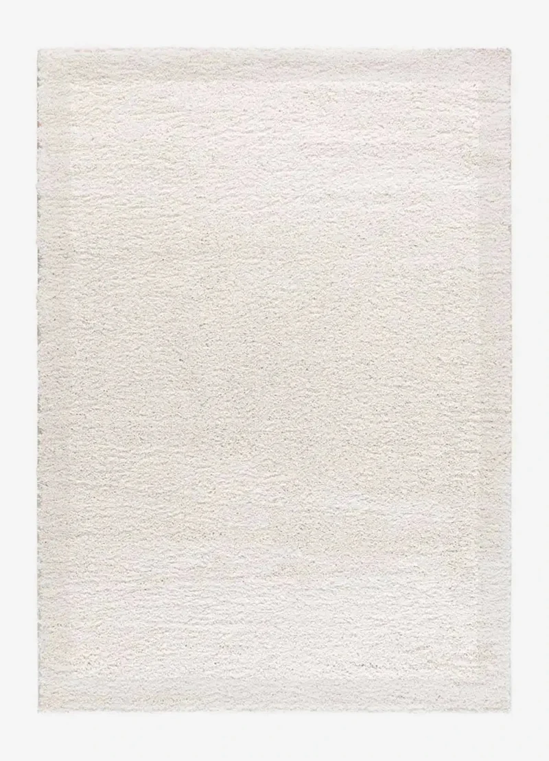 Atlas plain shaggy style rug in white