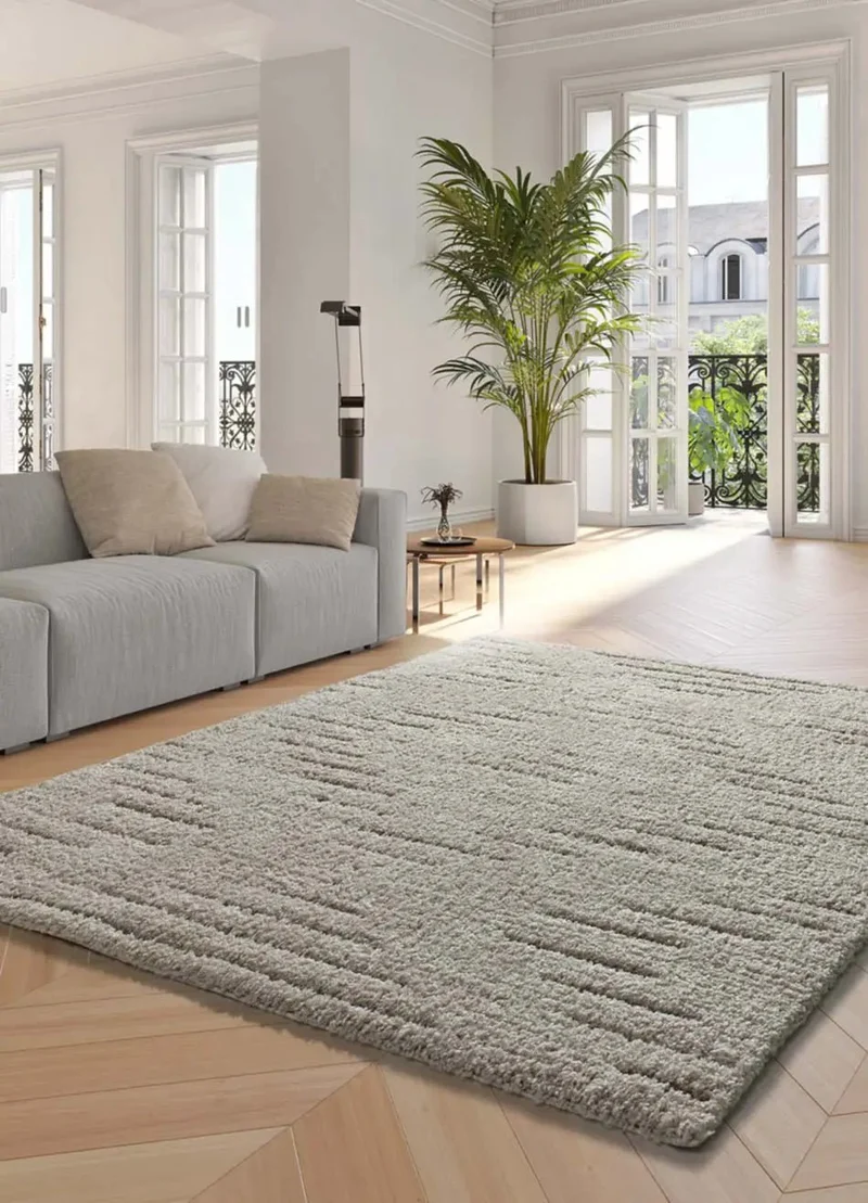 Atesa 80366 shaggy Scandinavian style rug in cream color