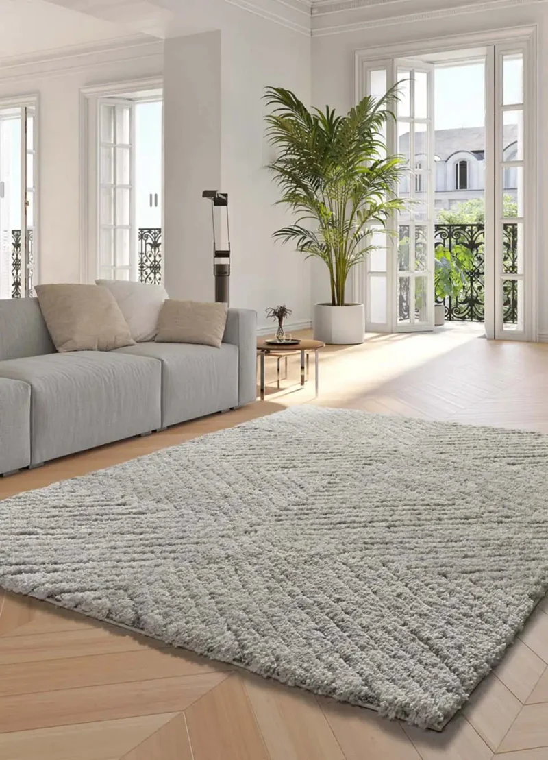 Atesa 80365 Scandinavian shaggy rug in silver