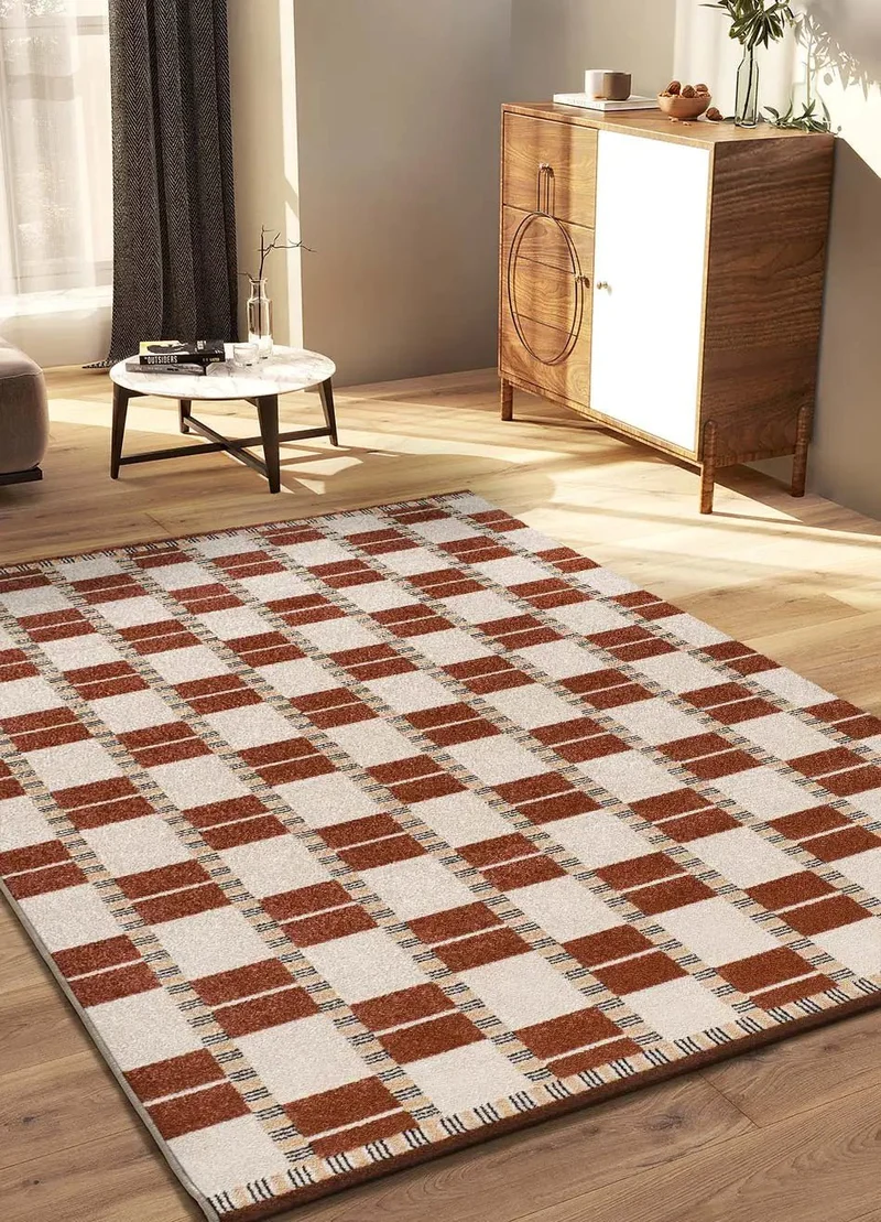 Astra 13016 geometric rug in rust