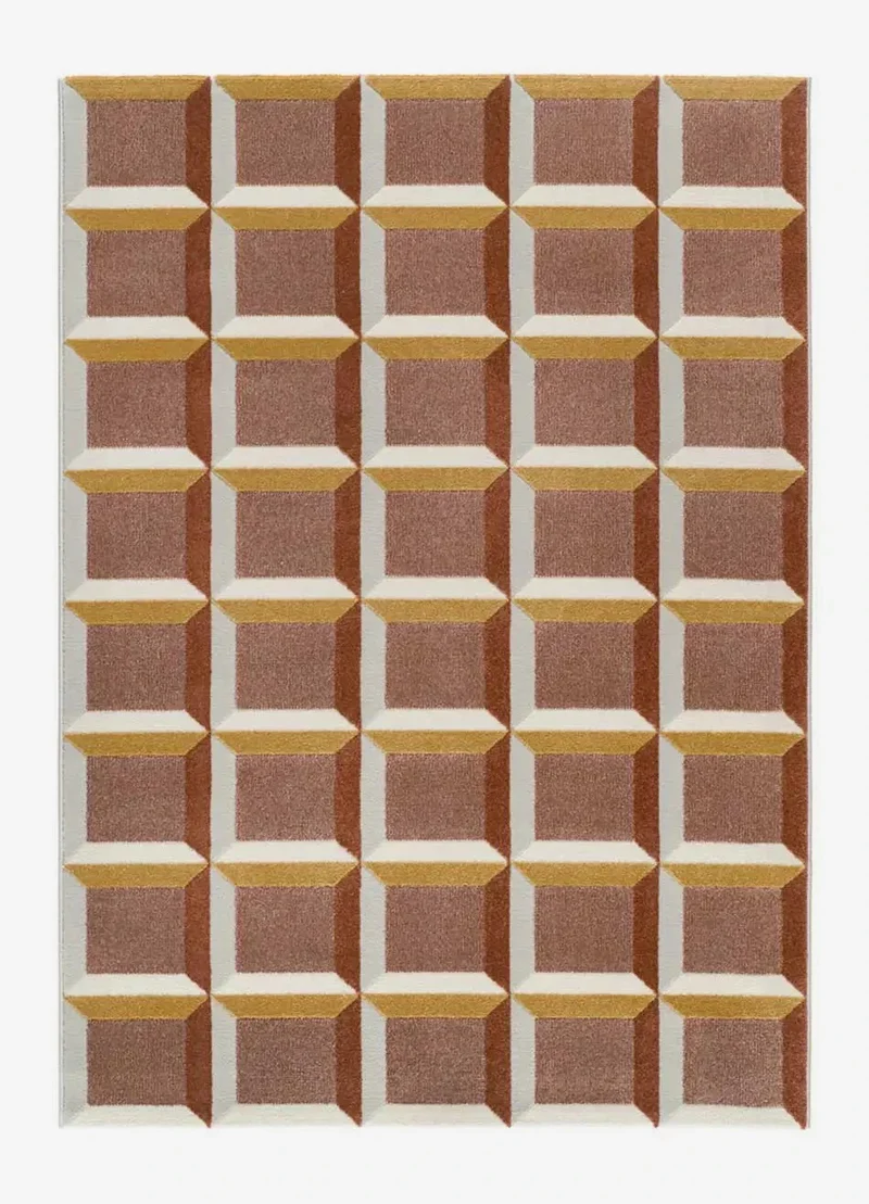 Amara 12997 geometric style rug in rust